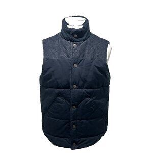 Men's Gap Pendleton Denim Lined Snap Button Cotton Nylon Vest Navy Blue Medium